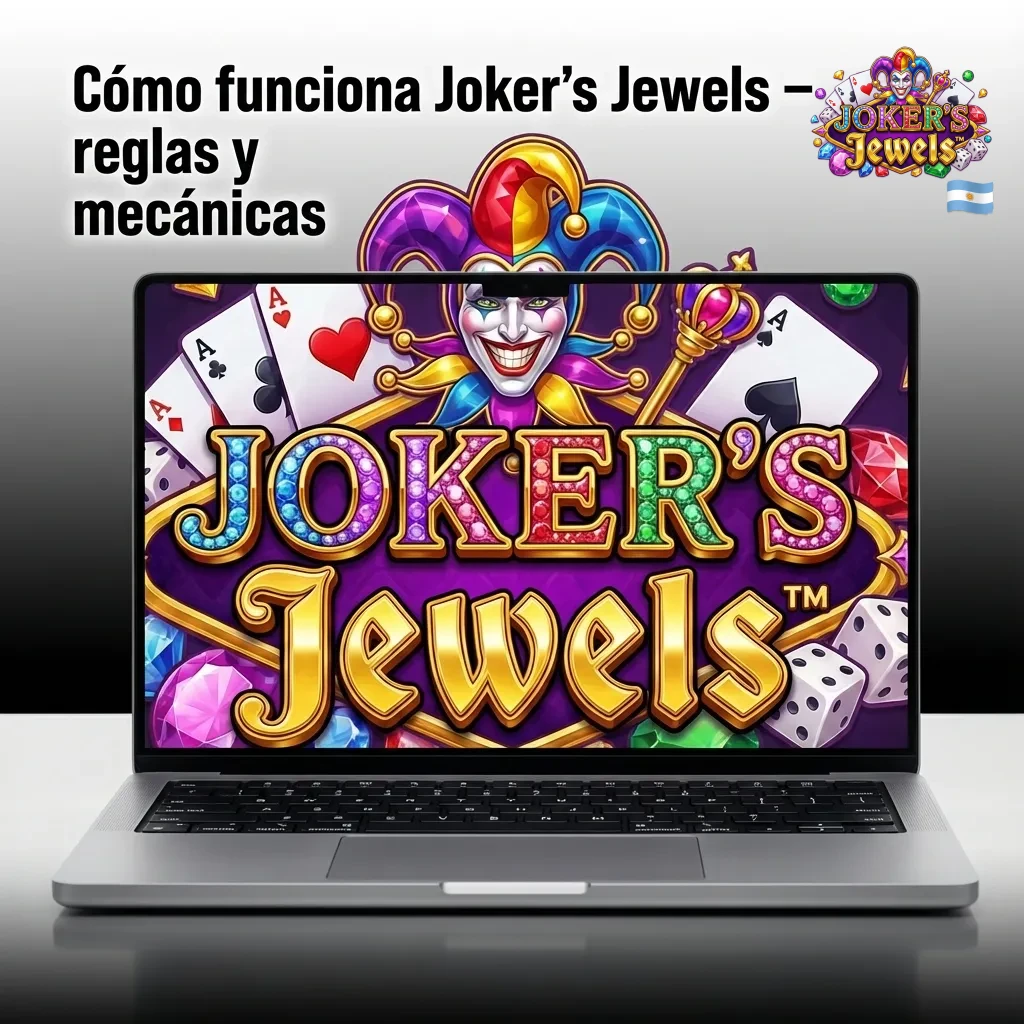 Pantalla de tragamonedas Joker's Jewels con 5 carretes, joyas brillantes y s&iacute;mbolo de buf&oacute;n comod&iacute;n
