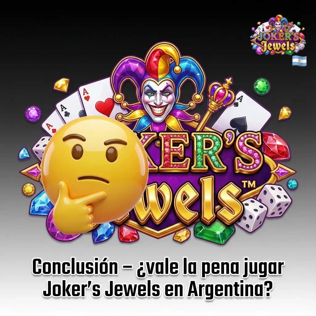 Conclusi&oacute;n sobre tragamonedas Joker's Jewels en Argentina, resaltando RTP 96,5%, volatilidad media y juego responsable