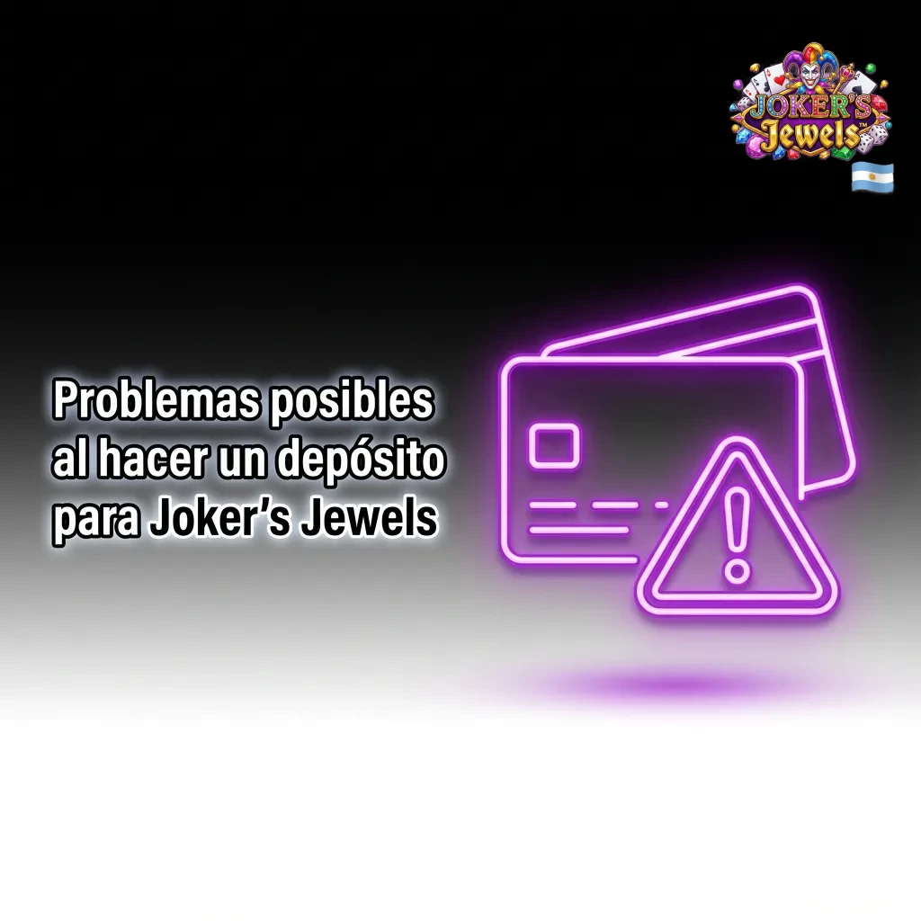 Ilustraci&oacute;n sobre problemas comunes al depositar en Joker&rsquo;s Jewels desde Argentina, con iconos de banco, tarjeta y alertas.