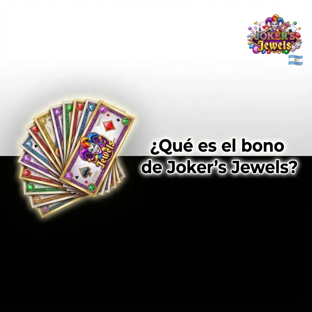 Ilustraci&oacute;n de tragamonedas Joker&rsquo;s Jewels con fichas de casino y texto sobre bono de bienvenida y giros gratis